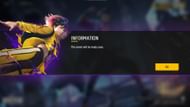 Servers will be ready soon message (Image via Garena)